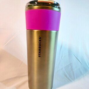 Starbucks  Spring 2022 Stainless Steel Tumbler Travel Cup with Purple Grip 16 oz